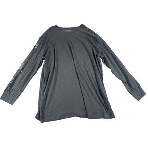 Rebellious One Yin Yang Graphic Long Sleeve T-Shirt Charcoal Gray Women's 2X NWT